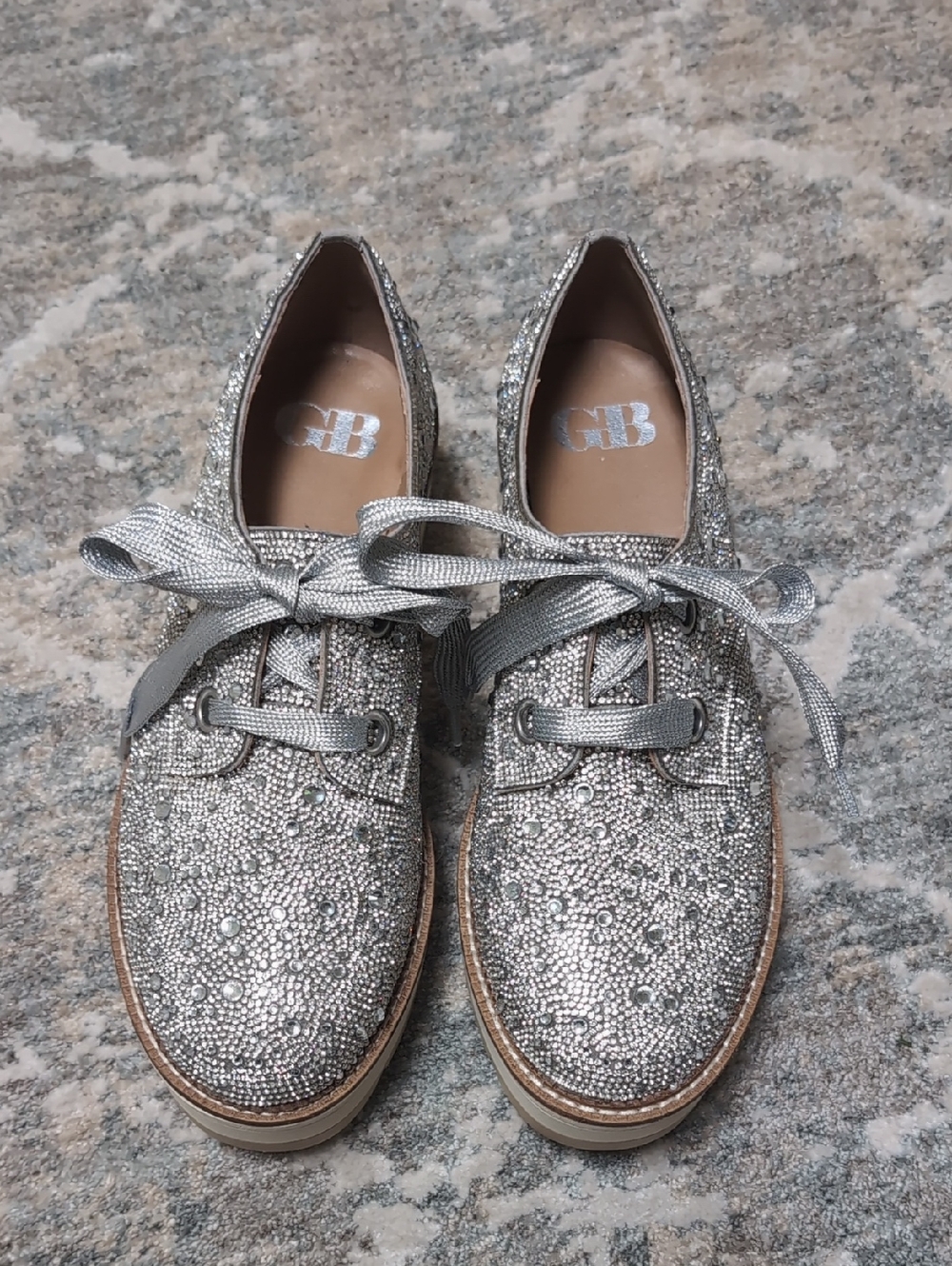 Sparkling Silver Embellished Oxfords